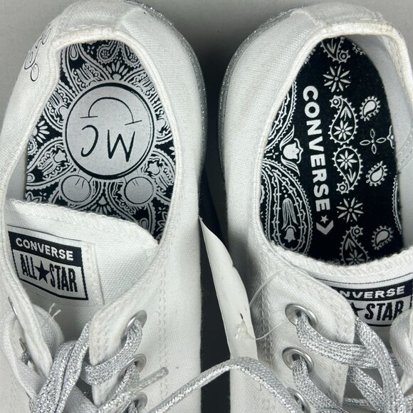 Converse Miley Cyrus Silver Glitter All Star Sneakers Womens 9 White Low Top - Picture 8 of 10